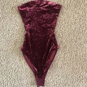 Strapless velvet bodysuit